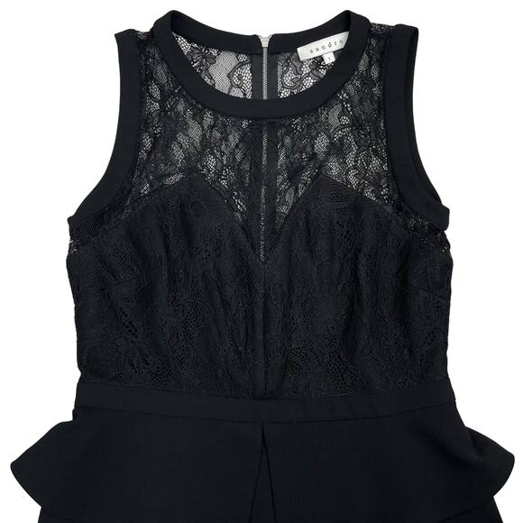 SANDRO Paris Lace Peplum Sleeveless Sheath Dress Sz Small Black - Picture 2 of 7